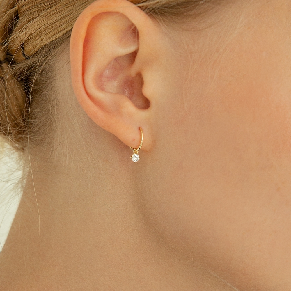 LUNNE 14k 10mm シグネチャー Q ドロップワンタッチピアス 14k ゴールド #L27