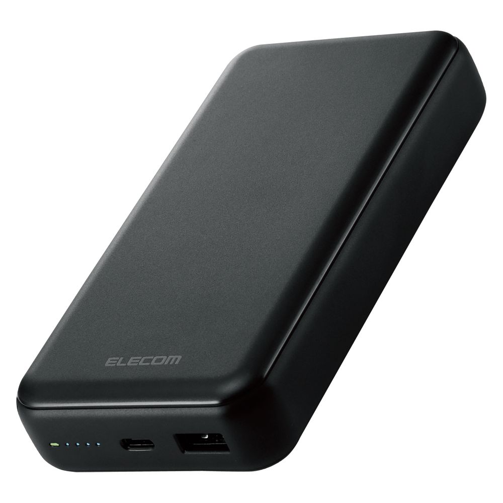 エレコム DE-C34-20000BK モバイルバッテリー 20000mAh USB Power Delivery準拠 20W USB-A出力1ポート USB-C入出力1ポート（ブラック） DEC3