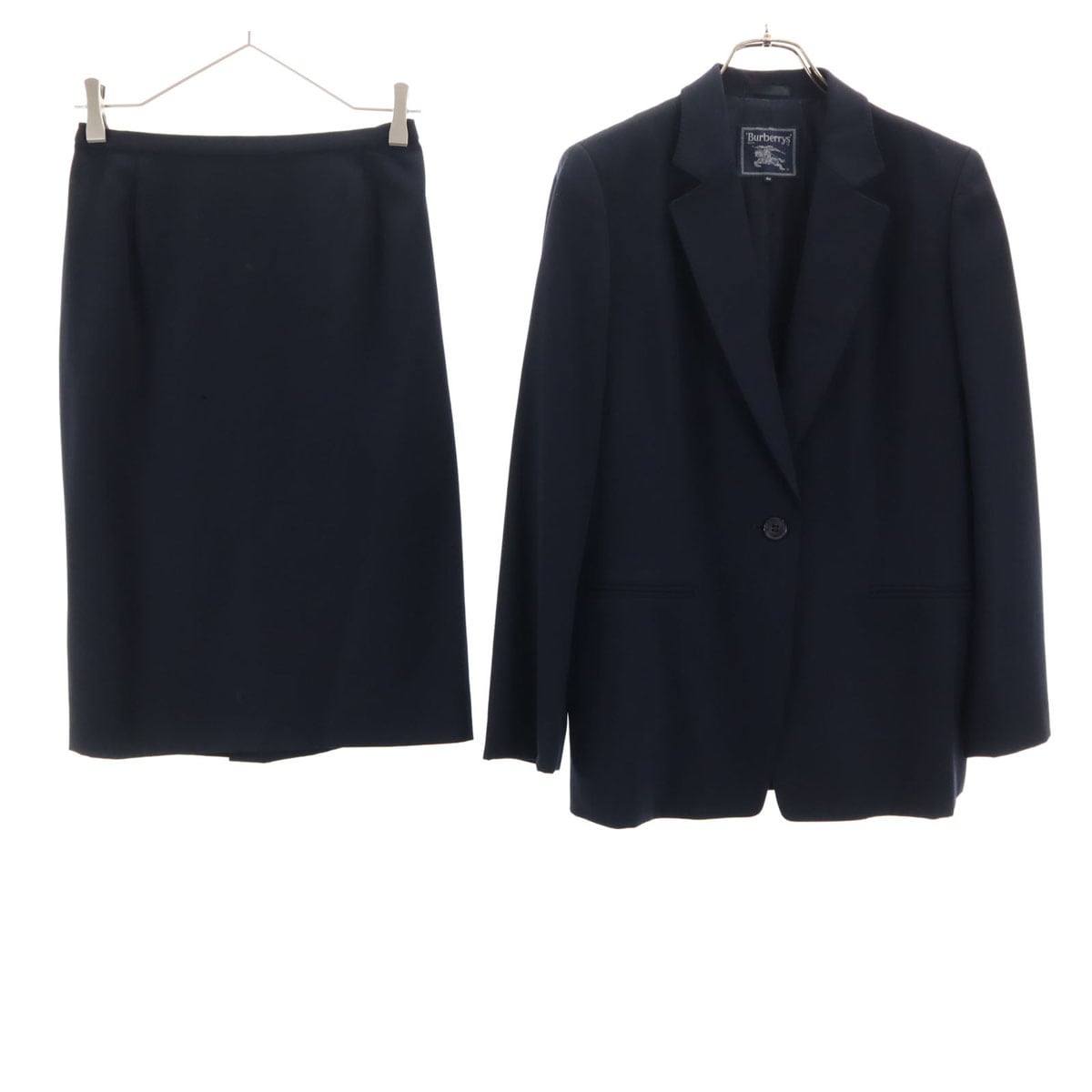 Burberrys バーバリーズ 90s オールド スカートスーツ 上下セットアップ 38/40 ネイビー系 三陽商会 レディース 古着