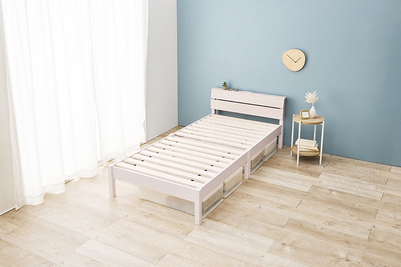 ベッド ネジなし 工具不要 簡単組立 シングル すのこ おしゃれ ナチュラルモダン 棚 コンセント ベット 通気性 スノコ床 27,595円