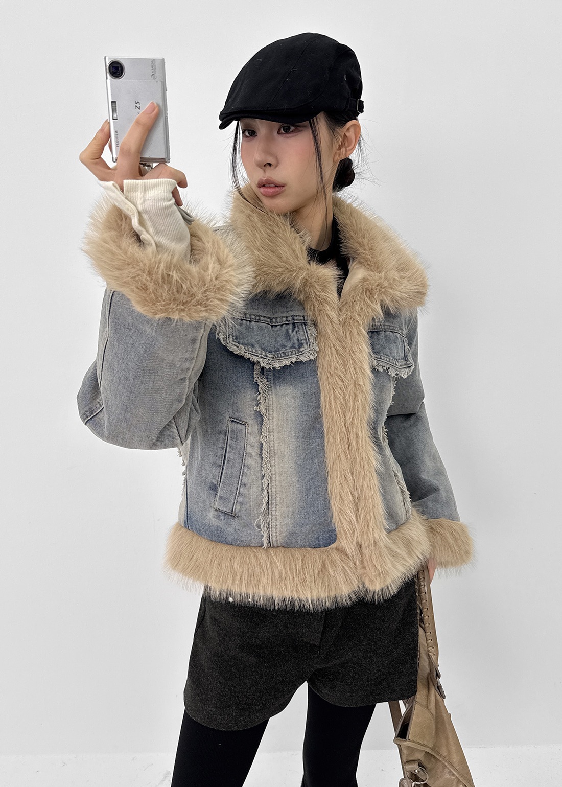 シェートファーカラーキルティングデニムジャケット 2オンス