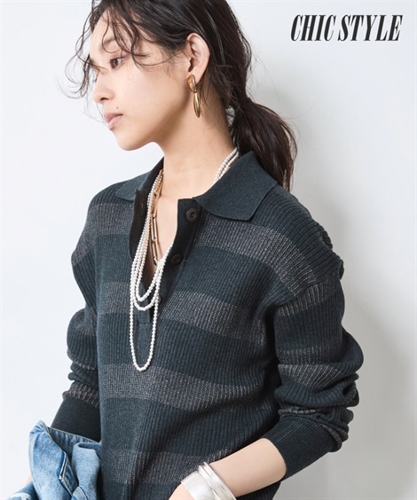 ロング・マキシ丈/半袖 ポロニットマキシワンピース 大きいサイズ有 シックスタイル 7,021円