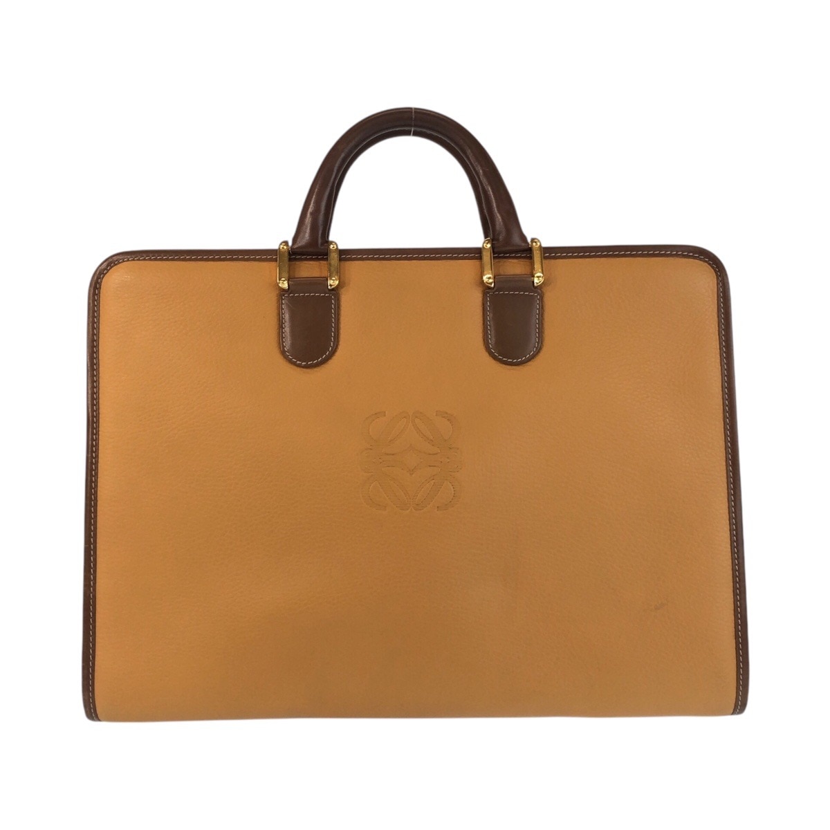 美品 ヴィンテージ アナグラム キャメル ブラウン ゴールド金具 レザー ビジネスバッグ ブリーフケース メンズ 501786 29,770円
