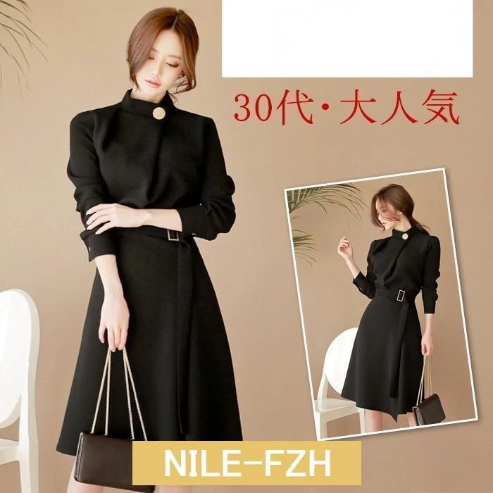 ワンピース 膝丈 ワンピ レディース 黒ワンピース 30代40代 入学式 スーツワンピース パーティドレスキレイめ 長袖 ワンピース フォーマル ドレス