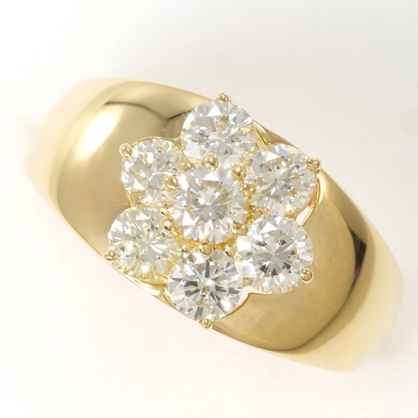 K18 18金 YG リング 指輪 7.5号 ダイヤ 1.00 カード鑑別書 ジュエリー 中古