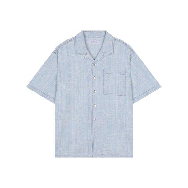 [] 男性) ワンポケット オープンカラー デニム 半袖シャツ (B252DS112P1) [P003697828]