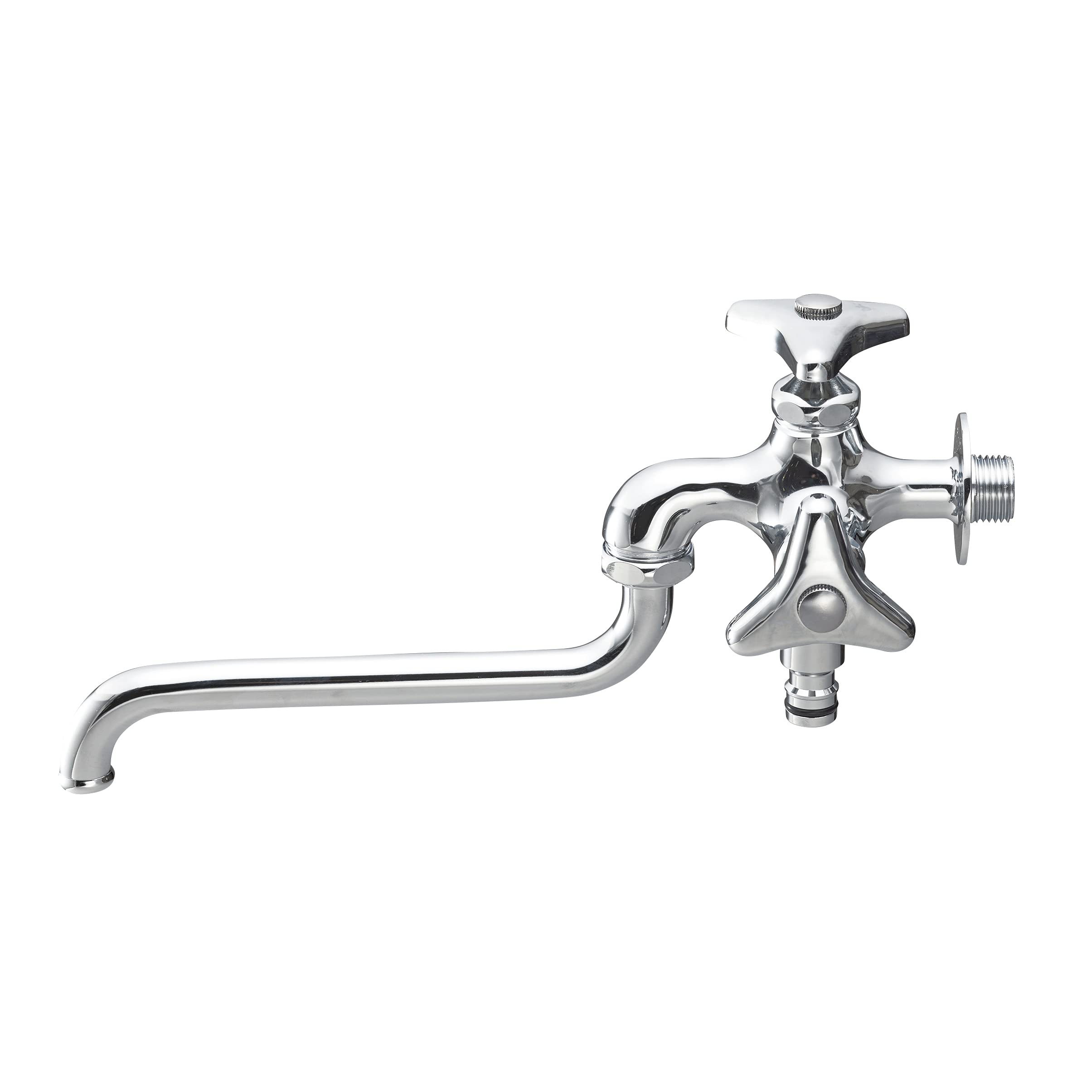 送料無料 SANEI(サンエイ) 散水用 二口自在水栓 呼び13 ワンタッチ接続 水道 蛇口 二股 二口水栓 E106V-13 シルバー