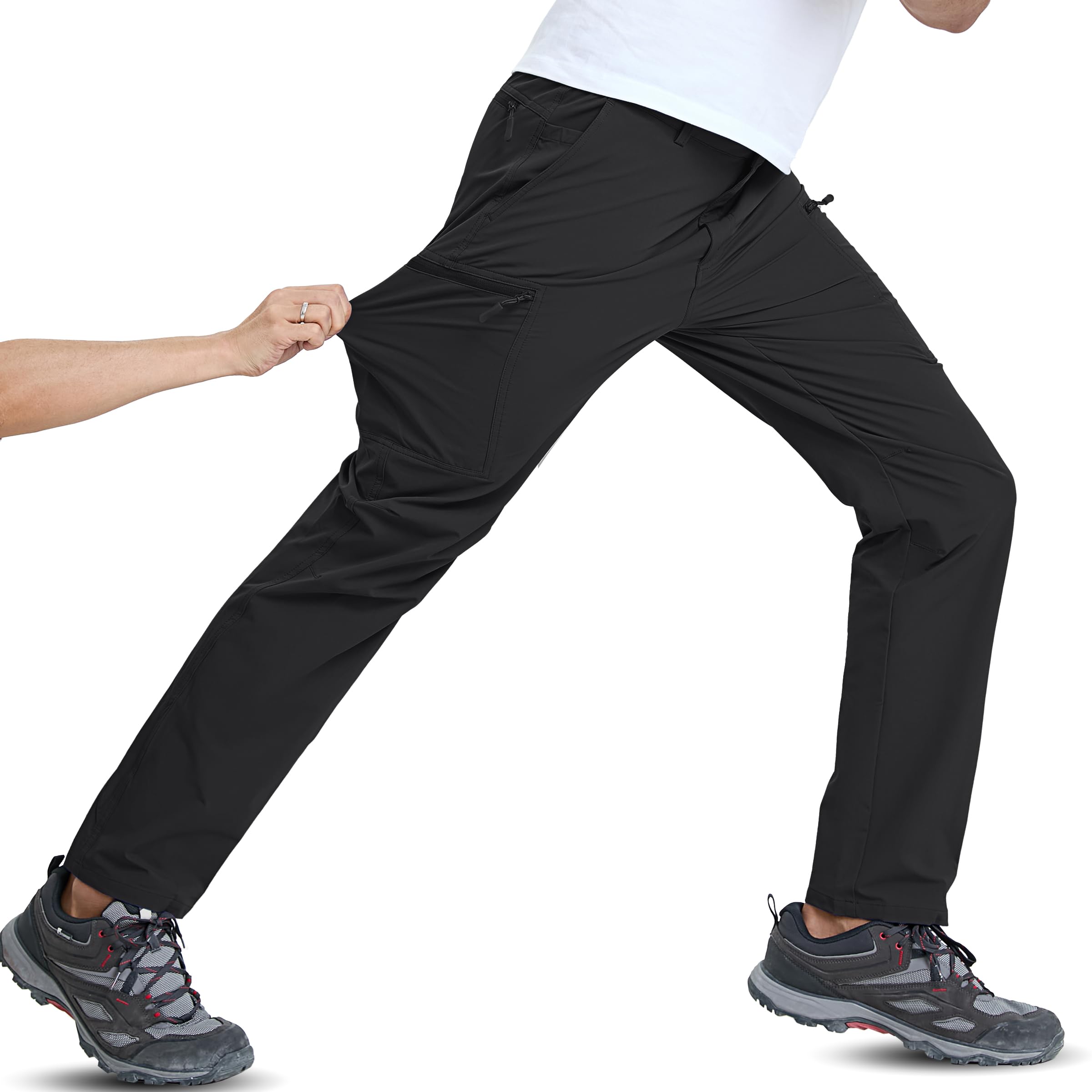 [TACVASEN] 登山パンツ メンズ 作業着 ズボン 撥水 トレッキングパンツ クライミング ゴルフパンツ ナイロンパンツ ネイチャーハイク ストレッチパンツ 春夏 ブラック M