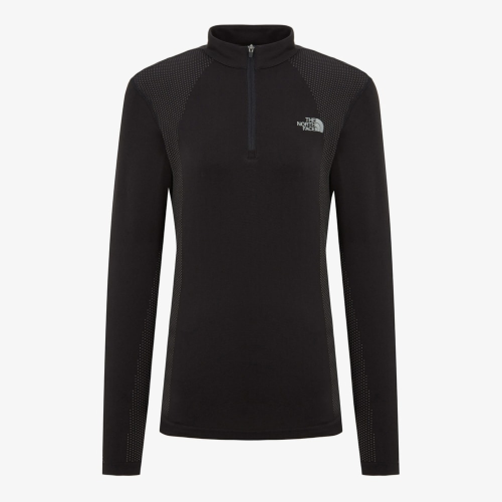 THE NORTH FACE NT7LQ81A 女性用シンプルフリーロングスリーブジップTシャツ_ブラック