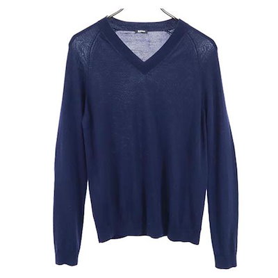 JIL SANDER 15aw Vネックセーター ネイビー ウール サイズ46 ジル
