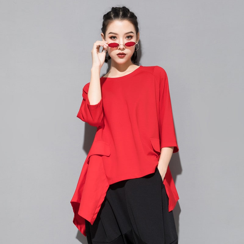 個性的夏の新型半袖コウモリシャツtシャツゆるいa版痩せている女性大きいサイズ ロンT