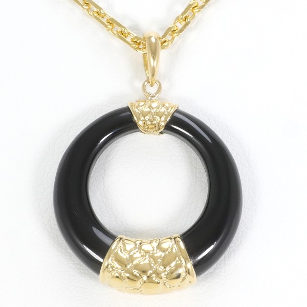 K18 18金 YG イエローゴールド ネックレス オニキス カード鑑別書 ジュエリー 中古