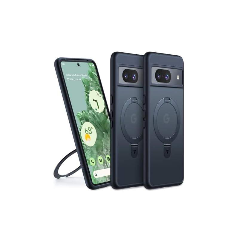 TORRAS Google Pixel 8 ケース【多機能一体スタンド】MagSafe対応 Halbachマグネット搭載 縦横両対応 耐衝撃 半透明 リング付き ワイアレス充電対応 マット感 黄変防止