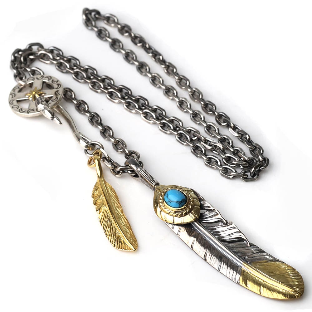 925 フェザーネックレス ターコイズ [hm005]