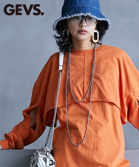 Tシャツカットソー 大きいサイズ 綿100％ピグメント製品染2点セット ロングスリーブカットソー+タンクトップ GEVS.