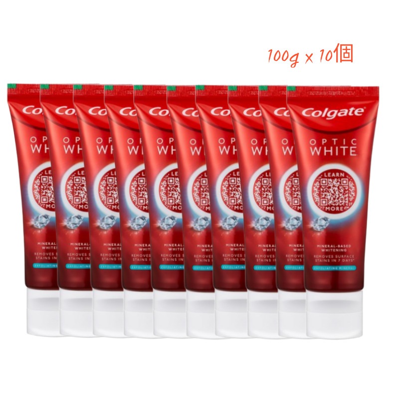 [お急ぎ便] オプティック ホワイト エクスポリエイティング ミネラル 歯磨き粉100gx10個/ 美白 / ホワイトニング / 口臭除去 歯磨き粉