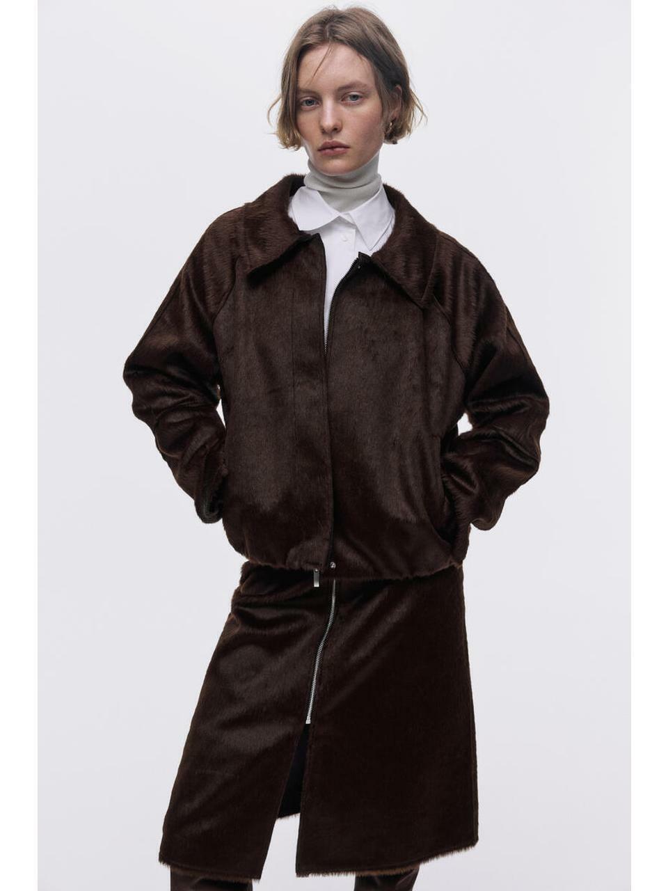 H&M ショートカラージャケットダークブラウン 1322800001