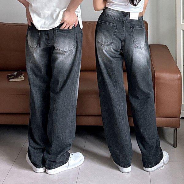 男女共用 Y2K スクラッチ ウォッシング ワイド デニム パンツ UJ-JEA-8059