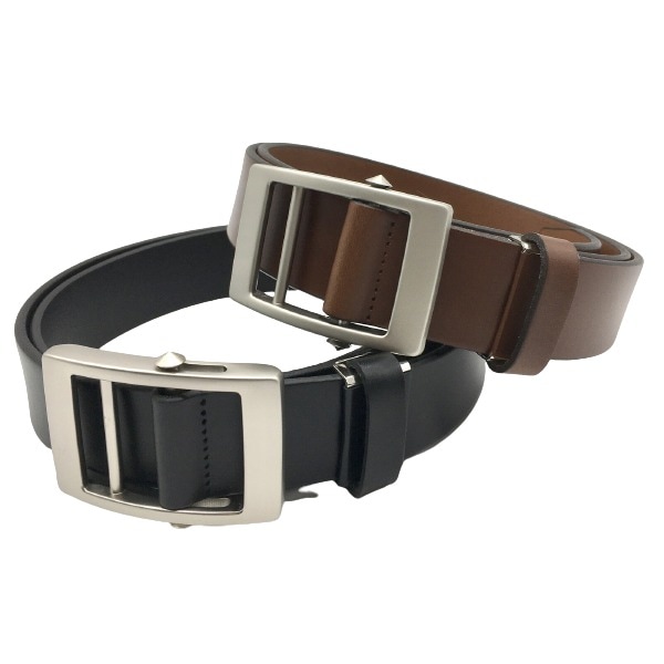 日本製一枚革スライド式ベルト 2色組（ブラック・ブラウン） 匠の革