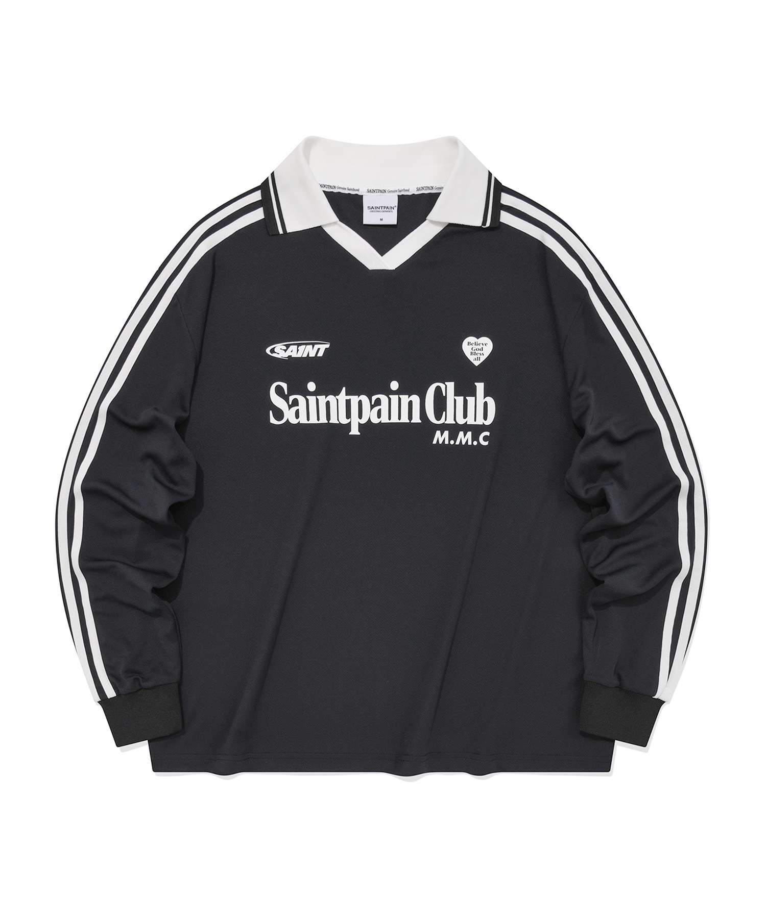 ★SAINTPAIN★韓国★SP Heart emblem logo Line Collar T-shirts SP HEART EMBLEM LOGO LINECOLLART SHIRT-WHITE - saintpain