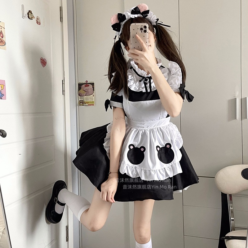 正規品白黒熊 ~ かわいいロリータメイド服アニメ にじげんコスプレ衣装ワンピース