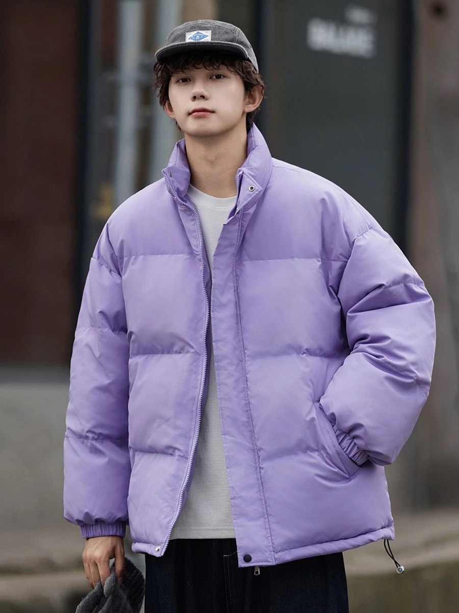 2025INS大人気 新作 秋冬 ニュースタイル 純色 メンズ ダウンコート 保温 スタンドカラー 防風 オシャレ カジュアル 中綿ジャケット