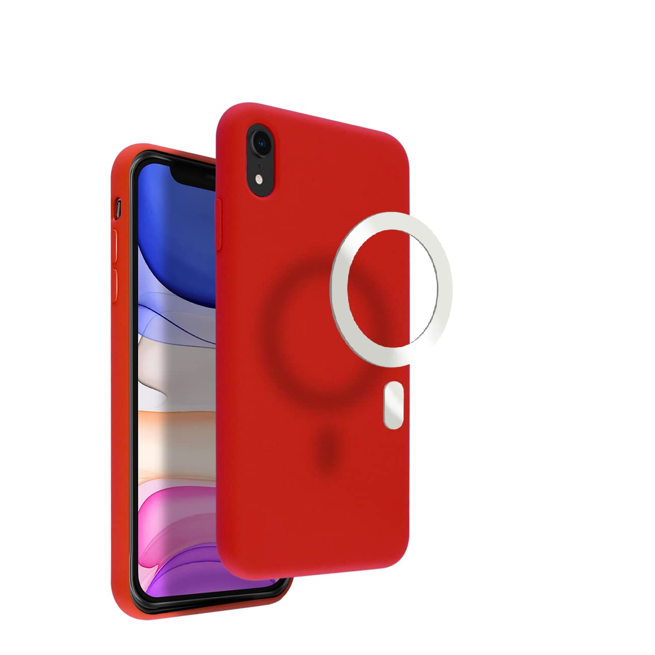 VECI i Phone マグネットケースマグセーフアクセサリー対応シリコン素材内蔵マグネットMagSafe (i Phone X/XS, Red)