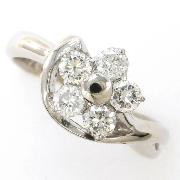 PT900 プラチナ リング 指輪 7号 ダイヤ 0.50 カード鑑別書 ジュエリー 中古