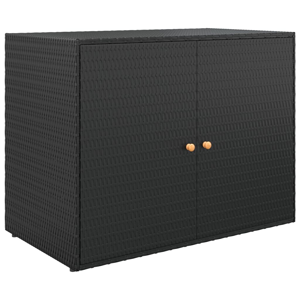 庭用収納キャビネット 100x55.5x80 cm ポリラタン製 ブラック