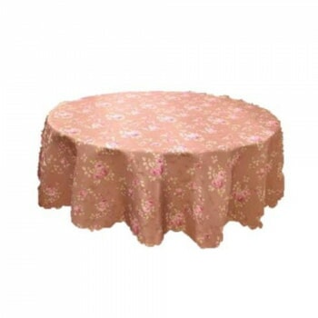 ローズ柄テーブルクロス ベージュφ150cm　QSI-2209BE/150RD