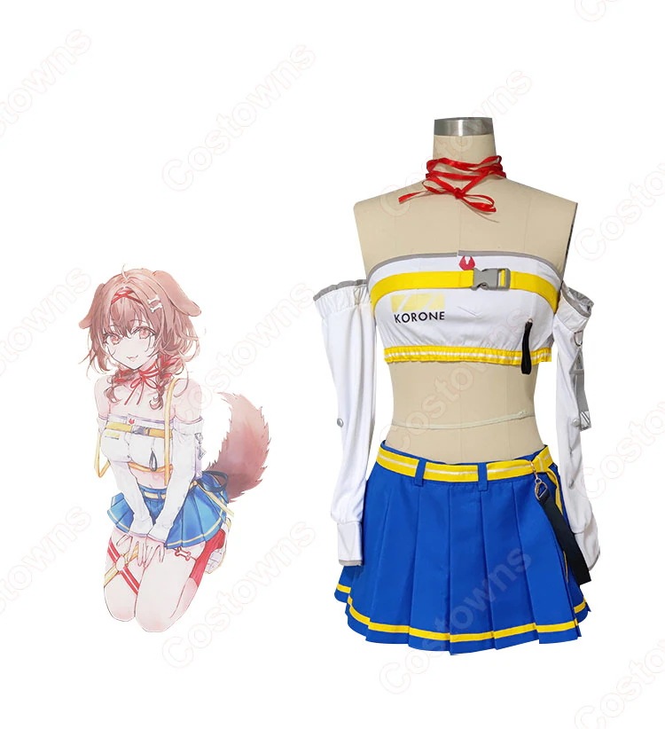 バーチャルYouTuber VTuber 戌神ころね 黄色 ホワイト ワンピース コスプレ衣装コスチューム変装 ステージ服
