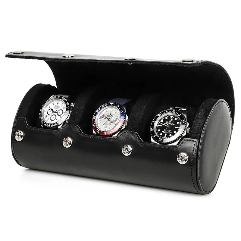 本革腕時計ケース3本入り黒色牛革腕時計ケース屋外旅行携帯型腕時計収納ケース30%制限