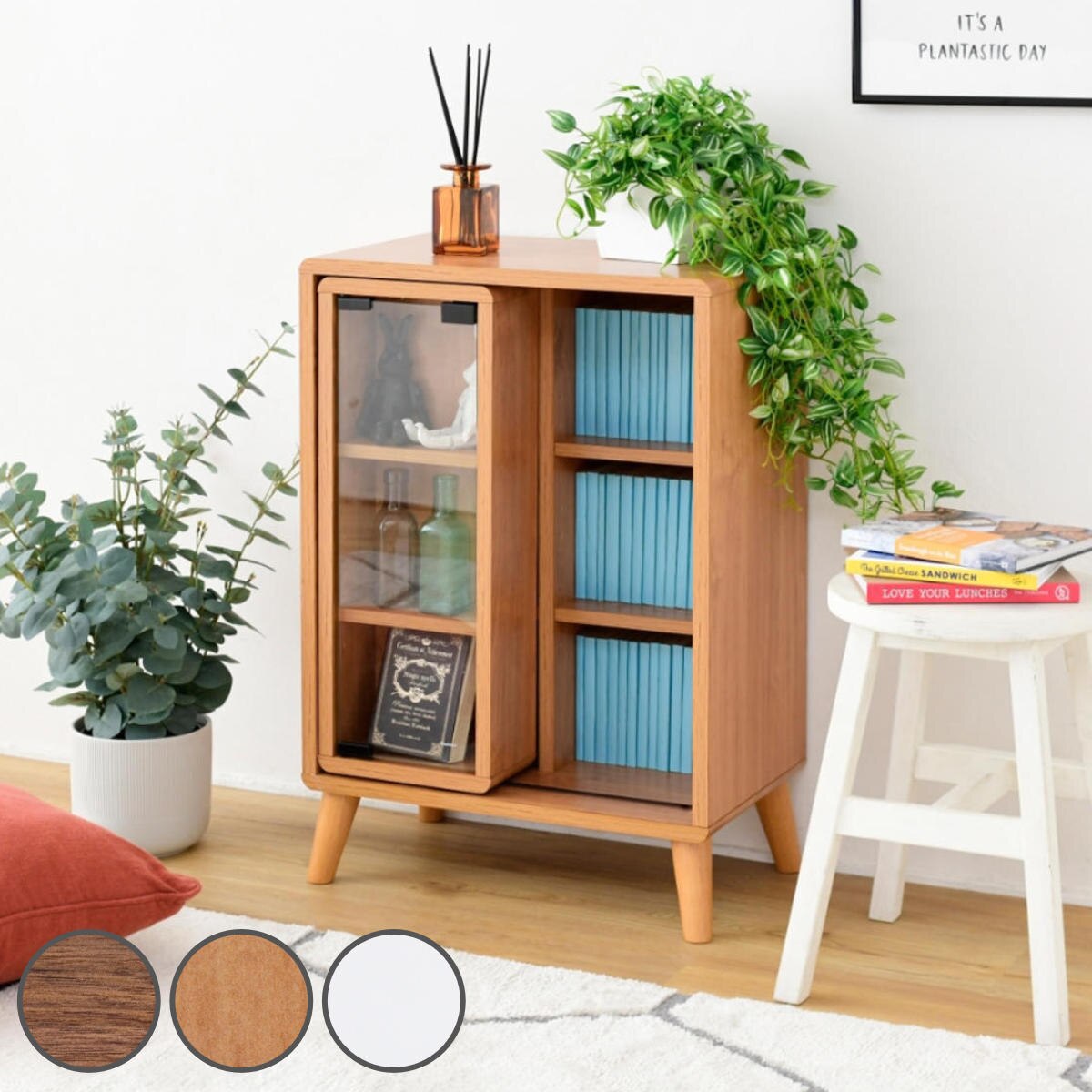 マガジンラック スライド収納 ガラス扉付 Pico 幅50cm スライド本棚 オープンラック シェルフ リビング収納 収納棚 収納ラック 収納 スライド CD収納 コミック収納 ブラウン ナチュラル 10,353円