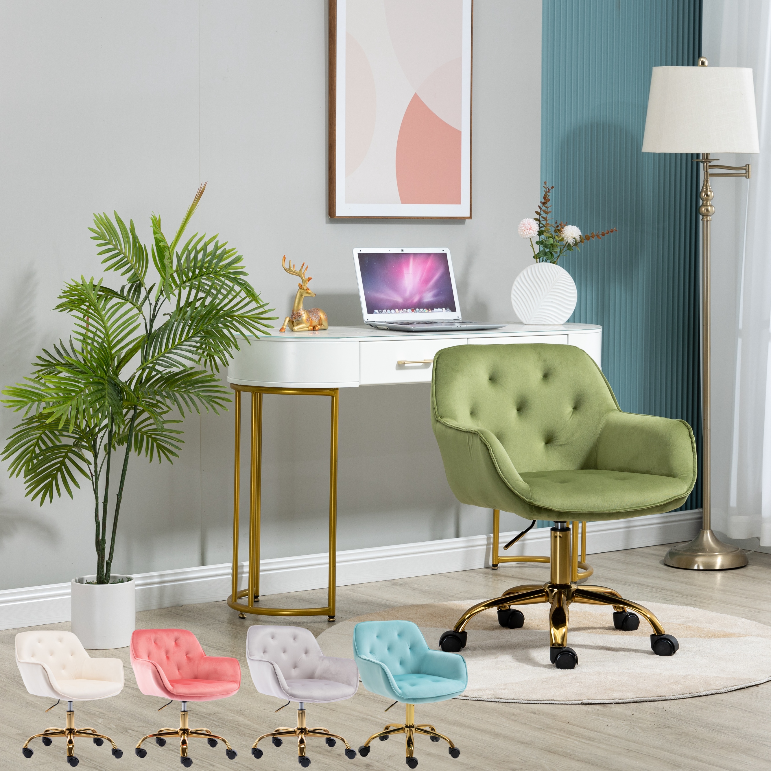 ZOBIDO M-6334 大人気贅沢感ダイニングチェアーピンク/ブルー/グレー/オリーブグリーン化粧チェア一人暮らしサロンおしゃれ北欧風ベルベット生地コンパクトクッションメイクアップゲーミングチェア