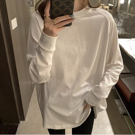 トップス Tシャツ ロングTシャツ ロンT 袖あり 長袖 Uネック 快適 着心地 かわいい 大人可愛い シンプル カジュアル おしゃれ お洒落 かっこいい レトロ こなれ感 ラフ メンズライク