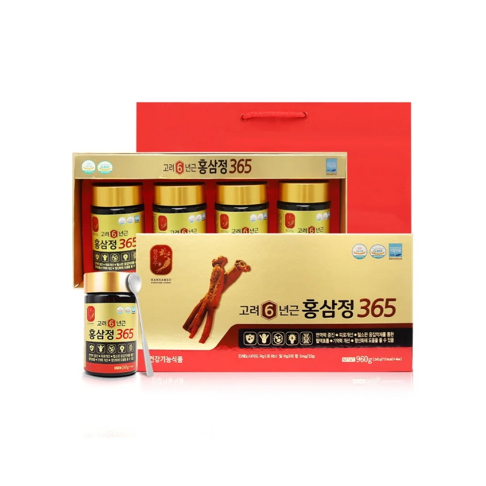 韓国産 6年根 紅参エキス365 240g×4個セット 高麗人参 濃縮タイプ ギフト対応