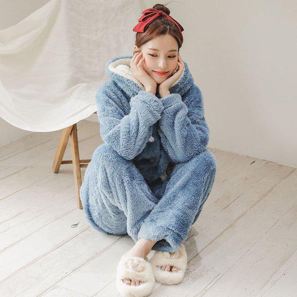 人工ミンク パワー ツーピース レディース 寝巻きセット