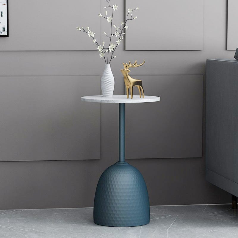 サイドテーブル シンプル エレガント シボ加工 人造大理石 天板 おしゃれ かわいい インテリア コーヒーテーブル ナイトテーブル 白 ブルー