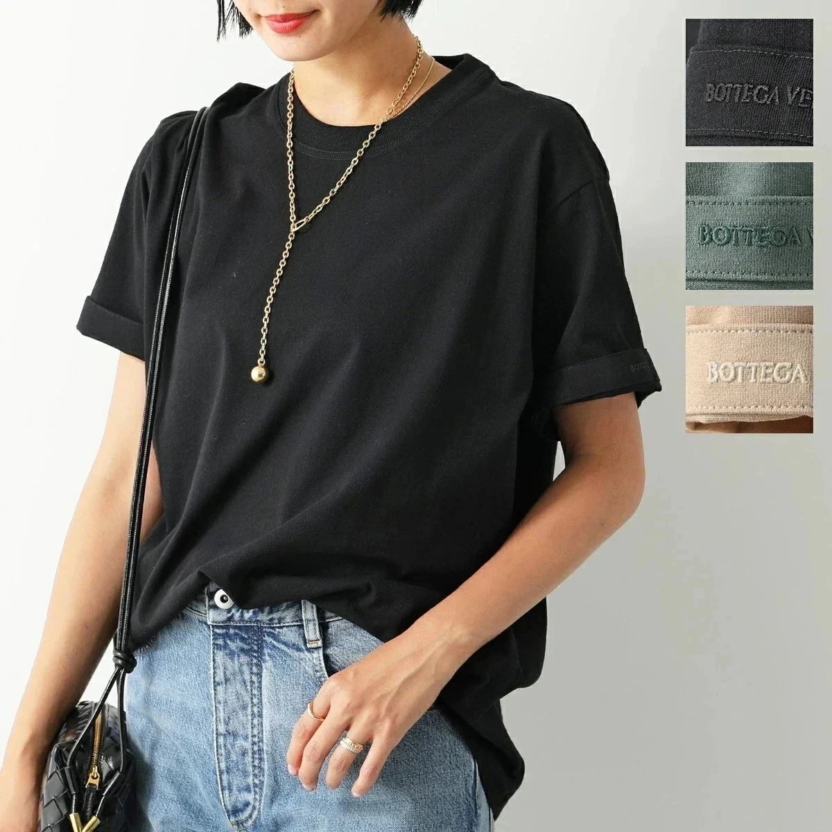 BOTTEGA VENETA ボッテガヴェネタ 半袖 Tシャツ 744965 VF1U0 レディース コットン クルーネック 刺繍ロゴ 無地 リラックスフィット 【mega】 38,197円