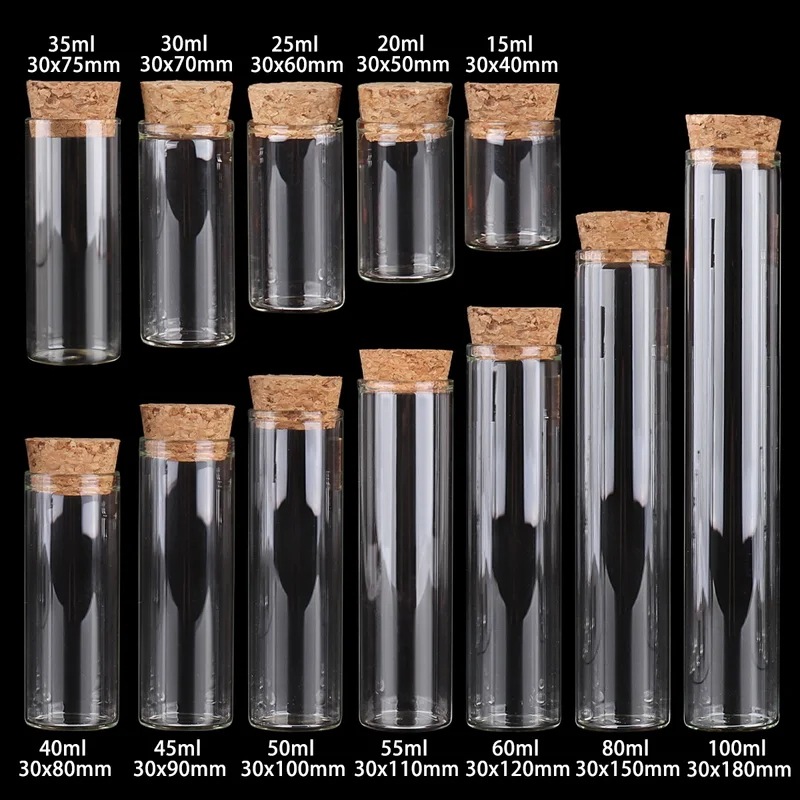 DRAZIREM-スポイラーとルアーダー付きの小さなガラス管,15ml/25ml/30ml/35ml/40ml/45ml/50ml/55ml/60ml/80ml/100mlガラス瓶24個