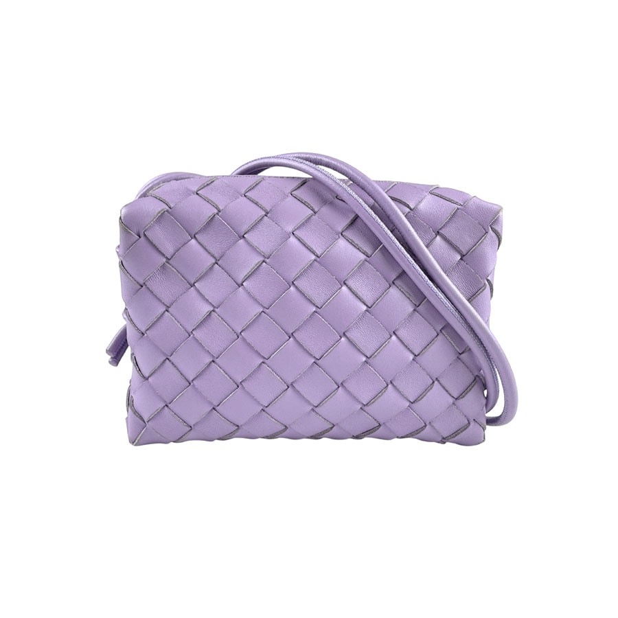 ボッテガヴェネタ BOTTEGAVENETA ショルダーバッグ イントレチャート ミニループカメラバッグ レザー パープル レディース z5882