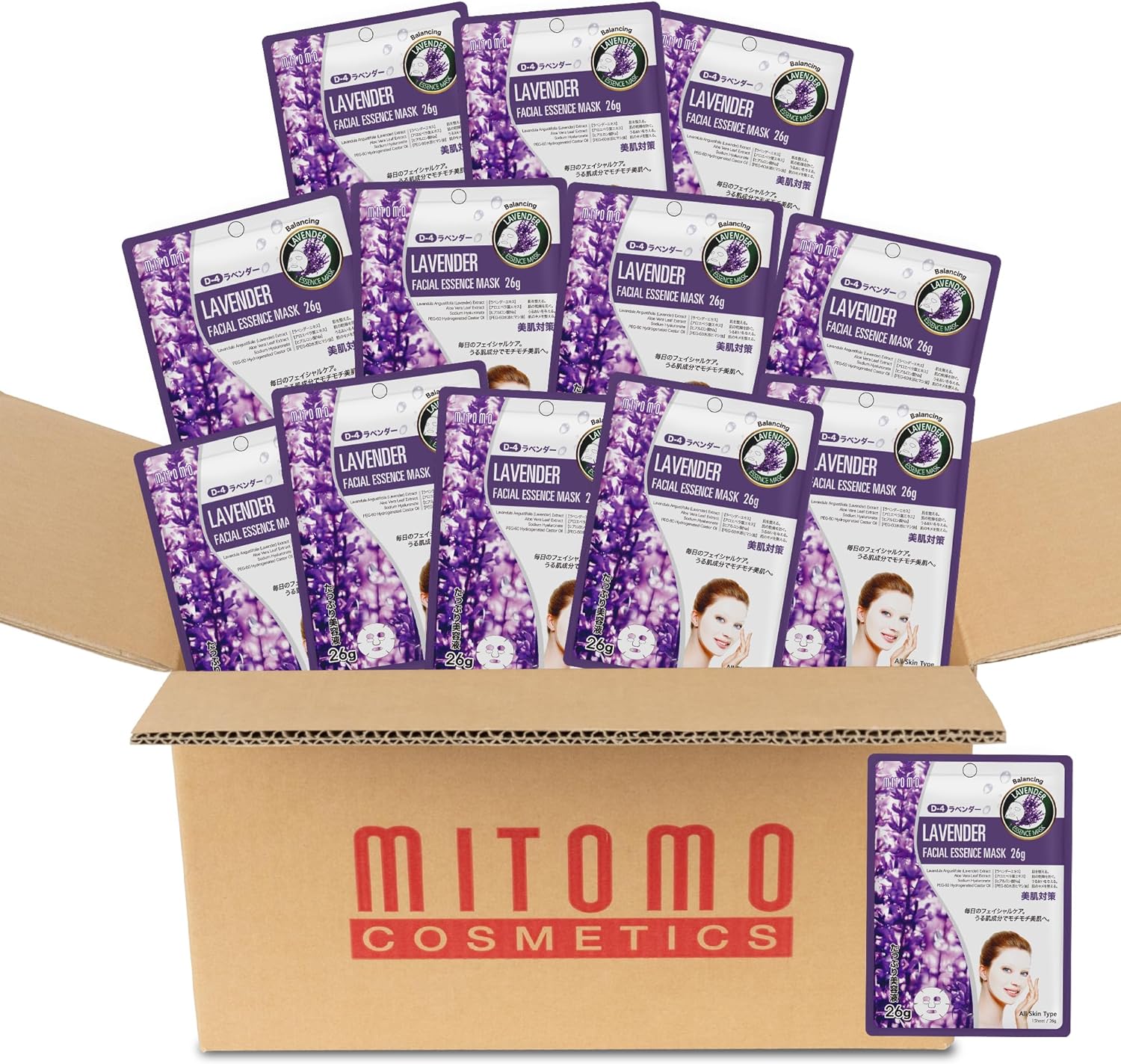 日本製 ラベンダー 美肌 バランス シートマスク/100枚x1セット＝100枚/美容液/スキンケア 潤いマスクパック[MTSS00516-D-4x010]