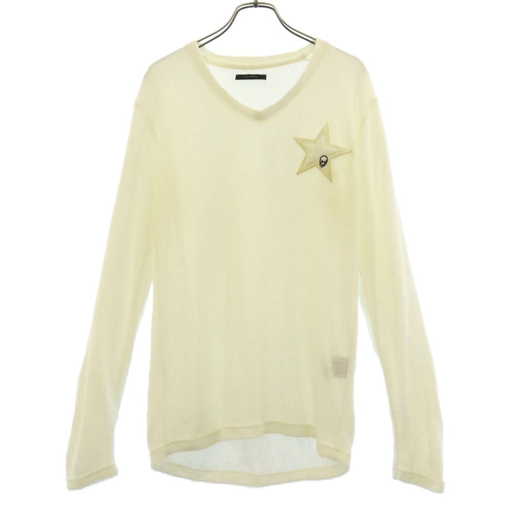 ロゴワッペン 長袖 Vネック セーター 2 ホワイト ニット メンズ