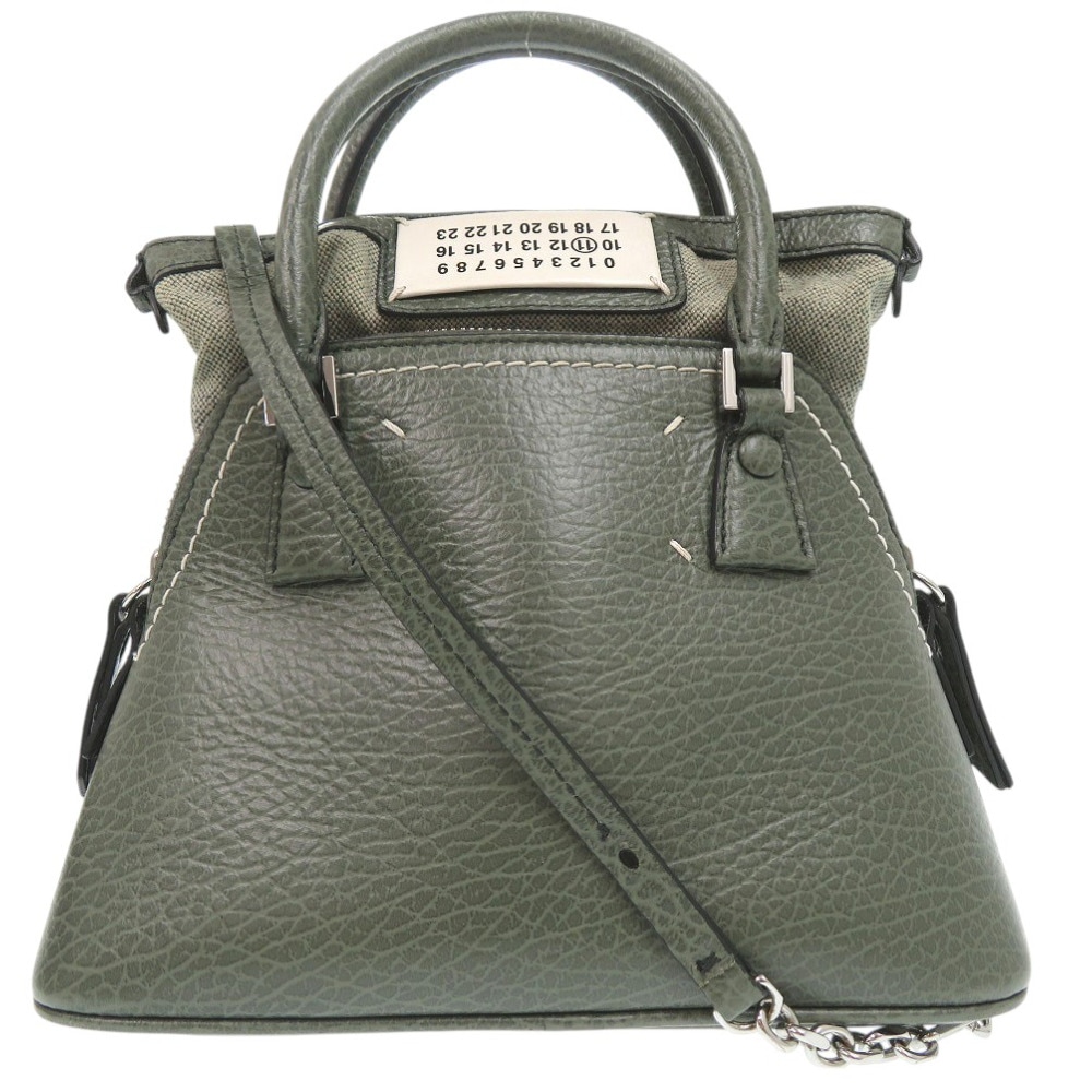 美品 2WAY ショルダーバッグ レザー/レザー グリーン 0466【中古】 レディース