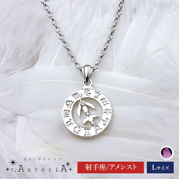 τ-Ast eri A SV タウアステリア ネックレス Lサイズ ( 射手座 星座守護石 アメシスト ) シルバー