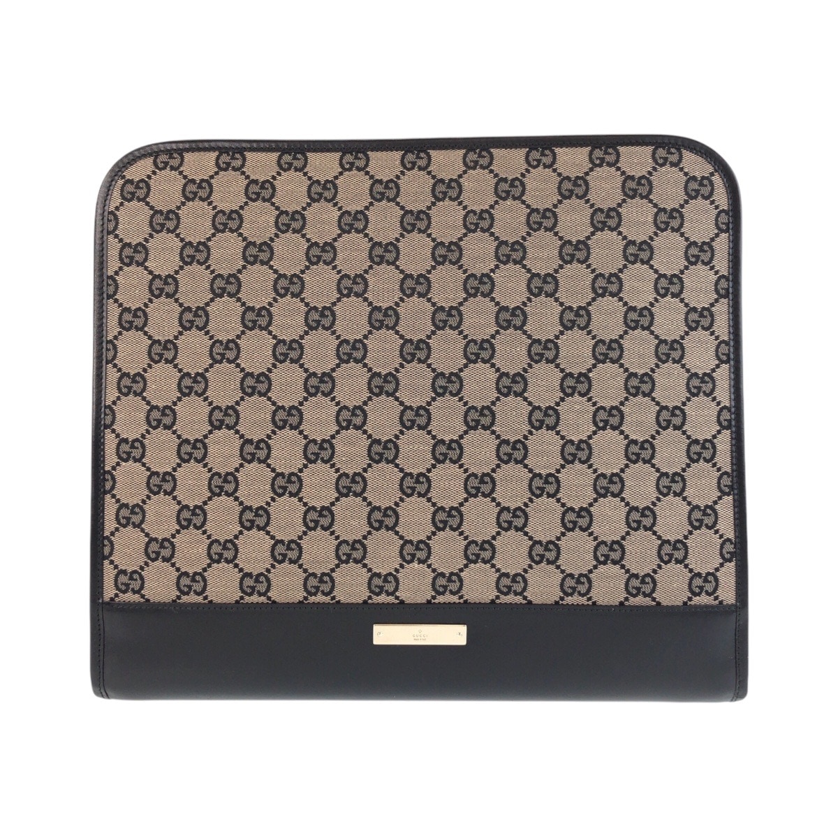 美品 ペンケース付き ベージュ ブラック 黒 GGキャンバス/レザー 019 0434 ビジネスバッグ 書類ケース レディース 500282