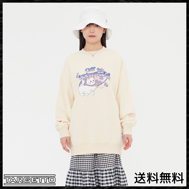 [韓国直配送][TARGETTO] FLOWER KITTEN SWEAT SHIRT_OATMEAL