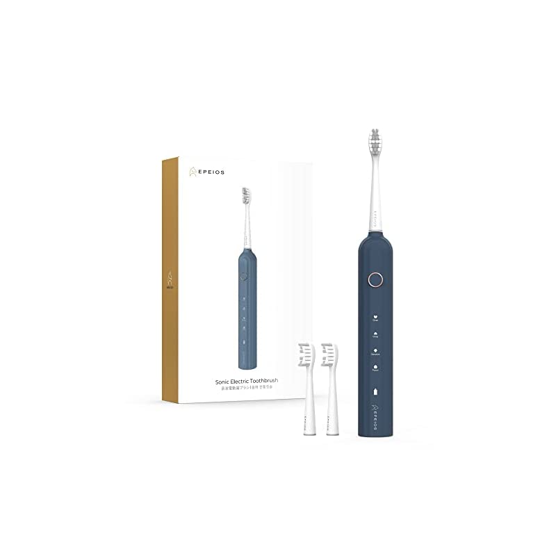 【「家電批評」 オブザイヤー2022受賞】 電動歯ブラシ エペイオス(Epeios) 音波歯ブラシ ソニック 替えブラシ 2本 Type-C充電式 低ノイズ 4時間急速充電 180日間使用可能 音
