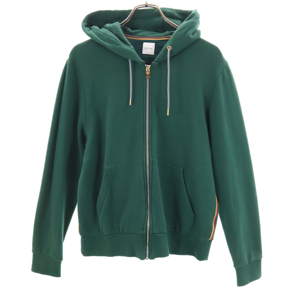 日本製 長袖 スウェット ジップパーカー M 深緑 メンズ 古着