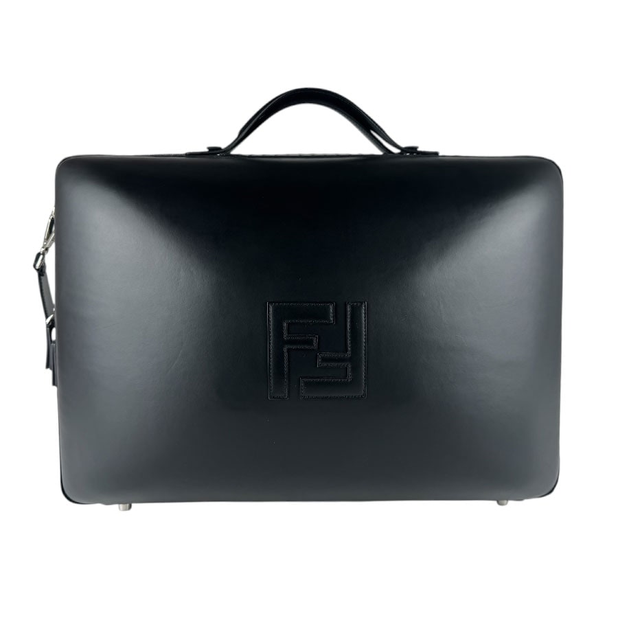 フェンディ FENDI ハンドバッグ ショルダーバッグ スーツケース ラージ レザー ブラック シルバー メンズ 7VV158-AAIW z9238